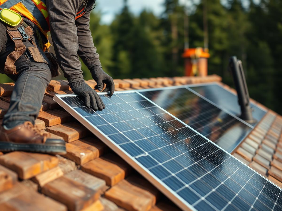 Solceller monterade på villatak